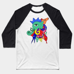 colorful abstract art animal Baseball T-Shirt